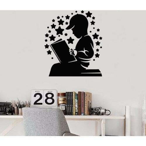 Read Boy Wall Decal Book Stars Vinyl Stickers Children Library Reading Room Bookstore Kids Room Interior Decor Art Mural E566