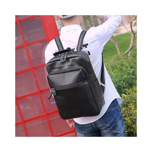 2019 New Hot Men Backpacks Fashion High Quality Pu Leather Male Korean Student Backpack Boy Business Laptop School Computer Bag