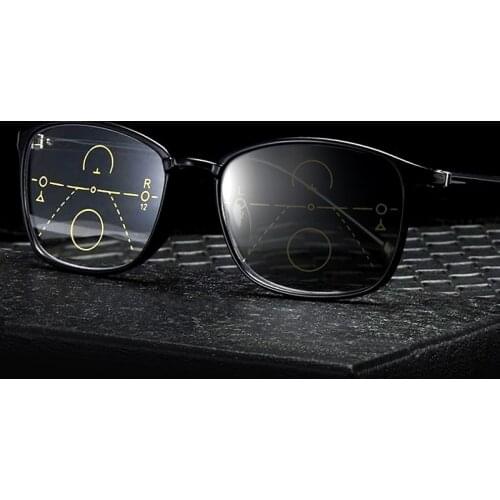 Progressive Photochromic Reading Glasses Multifocal Mens Presbyopic Glasses Anti-blue Light UV Protection TR90 Lightweight