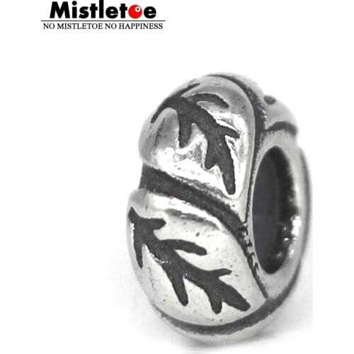 Mistletoe Genuine 925 Sterling Silver Leaves Stopper Spacer Charm Bead Fit European 3.0mm Bracelet Jewelry