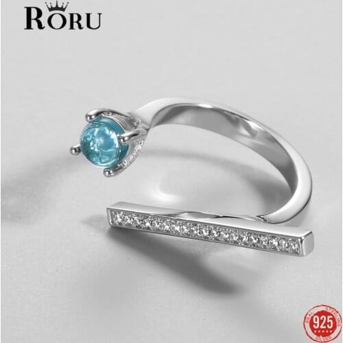 Special Blue Stone Irregular Zircon Shiny Geometric Opening Ring for Women Stylish Luxury Rings Fine Jewelry Gift