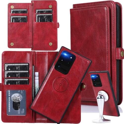 Detachable Leather Wallet Flip Case For Samung Galaxy S21 S20 Ultra S10 S9 S8 Plus Note20 Magnetic Suction Split Stand Cover