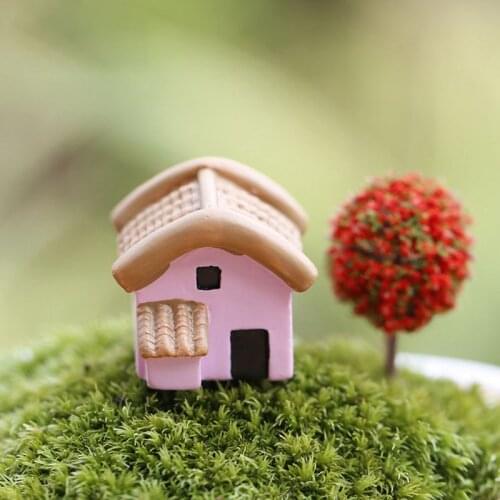 Blue Pink House Miniature Fairy Garden Home Houses Decoration Mini Craft Micro Landscaping Decor DIY Accessories