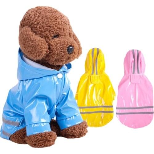Reflective Dog Raincoat Spring Summer Puppy Pet Rain Coat Hooded PU Waterproof Dog Jacket Clothes for Dogs Chihuahua Yorkshire
