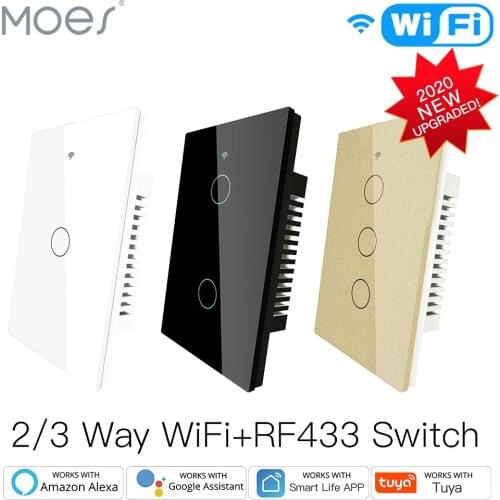 Smart Glass Panel Switch Smart Life/Tuya App Multi-Control Association, Voice Control with Alexa,Google Home,1/2/3 Gang