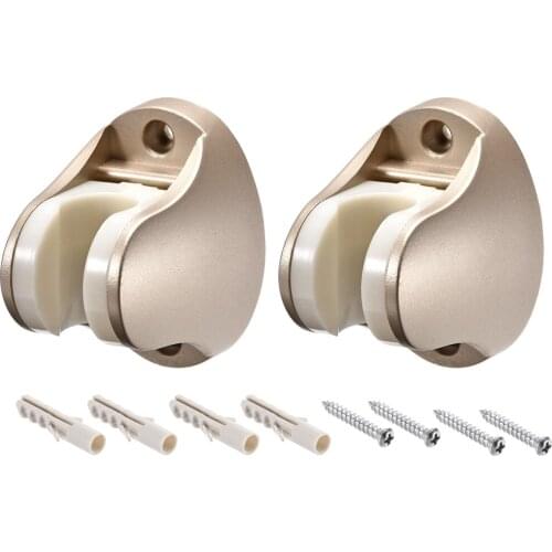 Uxcell Shower Head Holder Adjustable ABS Wall Mount Handheld Shower Bracket Gold Tone 70x50x56mm 2Pcs