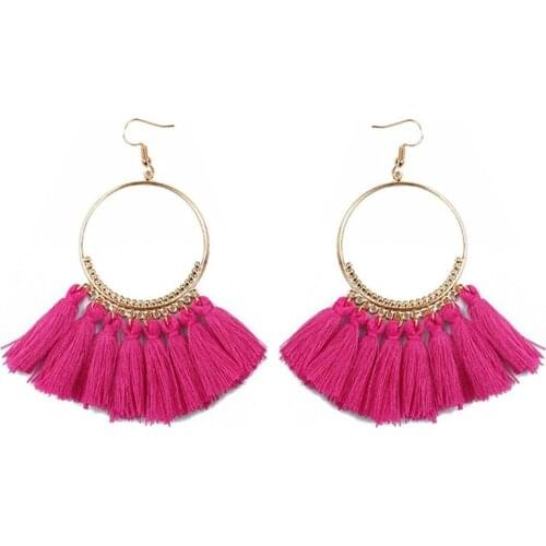 2019 Fashion Tassel Earrings For Women Ethnic Earrings Bohemia Jewelry Cotton Rope Fringe Long Weave flower Earring jewelry
