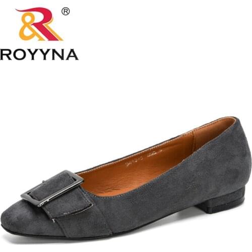 ROYYNA 2020 New Arrival Round Toe Woman Loafers Spring Autumn Casual Shoes Women Flock Working Shoes Feminimo