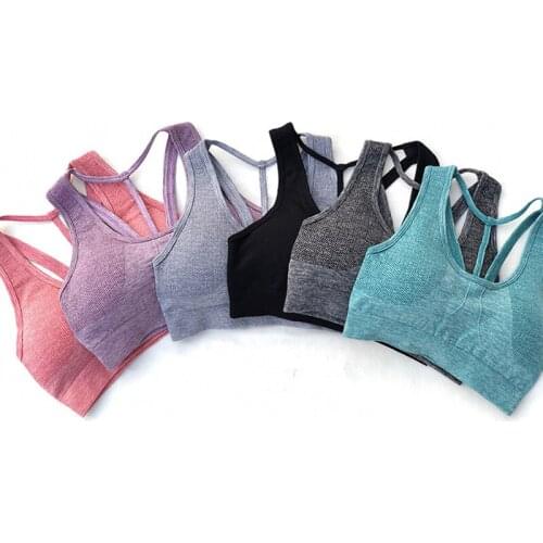 Women Backless Seamless Yoga Bra Fitness Sexy Crop Tops Gym Padded Gather Push Up Active Wear Breathable Sport Bra Top