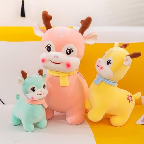 Zqswkl 25/35/45cm plush toy soft cute scarf deer doll childrens birthday gift kawaii stuffed toys anime pillow hugs