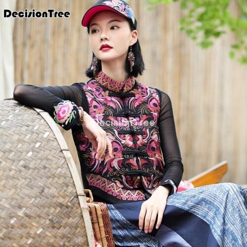 2021 national wind ethnic clothing chinese traditional clothes embroidery vests for women chinese traditional vest coat hanfu