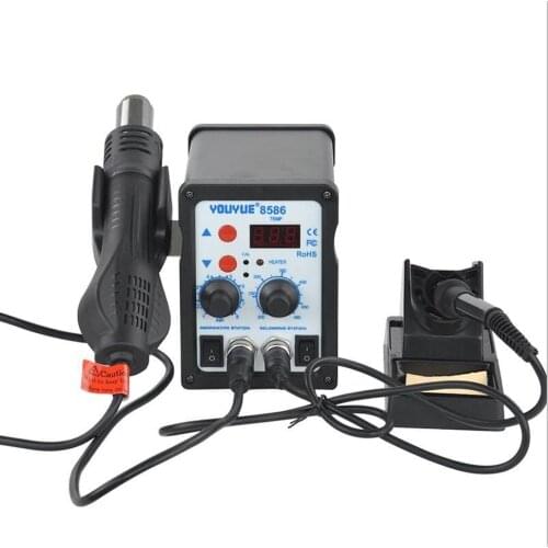 220V/110V 700W Soldering Station 2 in 1 SMD Rework Station Hot Air Gun + Electric solder iron Station YOUYUE 8586