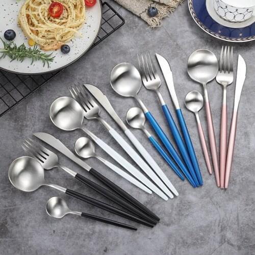 4 Sets(4Pcs/set) Stainless Steel Silverware Flatware Forks Spoons Knives Luxury Cutlery Set Wedding Event Use Wholesale X2