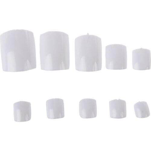 500 White UV Gel Acrylic Fake False Toe Nail Art Tips