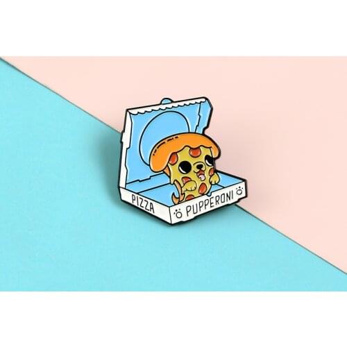 New pizza delivery enamel brooch shirt lapel badge personality enamel badge creative fun dog food jewelry gift to friends