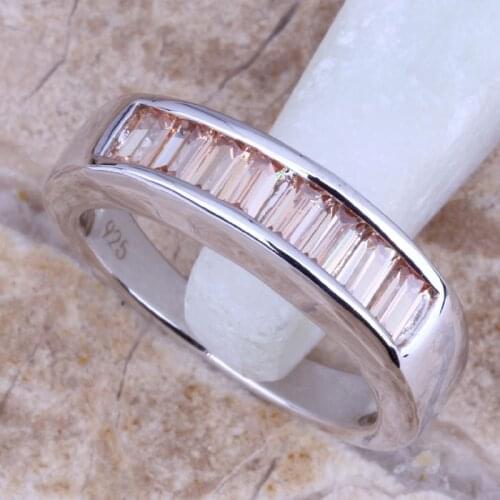 Valuable Brown Morganite Silver Plated Fashion Fine Ring Size 6 / 7 / 8 / 9 R0021