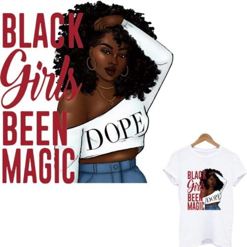 Black Girl Been Magic Heat Transfer Sticker On Clothes DIY A-level Washable Iron On Patches For Clothing African Girl Applique