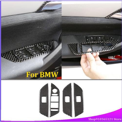For BMW X1 E84 2011-2015 RHD and LHD Carbon Fiber Car Window Lift Button Frame Trim Both Right and Left Hand Drive 4pcs