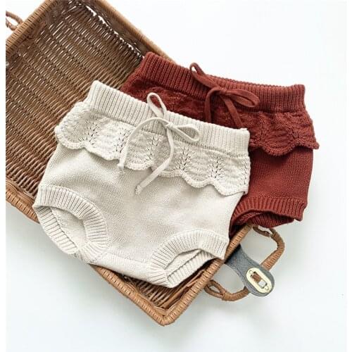 EnkeliBB Baby Girl Kinitted Spring Bloomers Lovely Ruffle Shorts Toddler Girl Summer Knit Bloomer