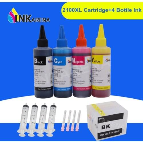 INKARENA 4 Color PGI 2100 XL Printer Ink Cartridges + 4×100ml Ink For Canon MAXIFY IB4010 IB4110 MB5110 MB5310 MB5410 Printers