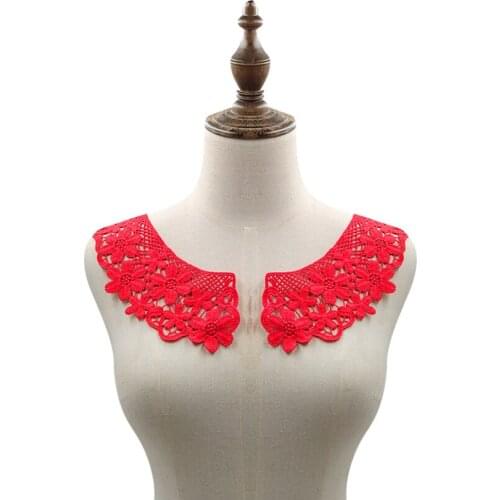 1 Pair/2 Pieces 3D Milk Silk Embroidered Lace Collar Neckline Applique Embroidery Sew on Patch Sewing Fabric Accessories