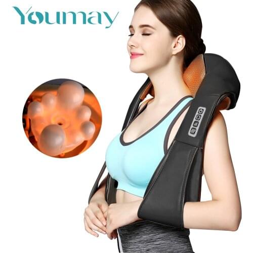Youmay Back Neck Shoulder Massager U Shape Electrical Shiatsu Car Home Dual Use Infrared Kneading Therapy Ache Body Massage