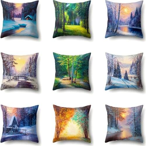Cute Cartoon One Side Print Cushion Cover Polyester Decorative for Sofa Seat Soft Throw Pillow Case Cover 45x45cm Home Decor