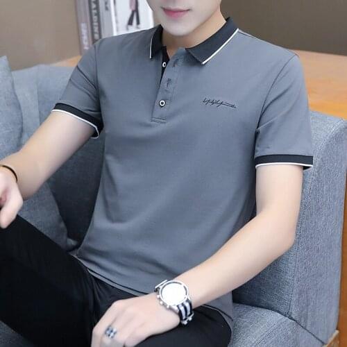 2020 mens lapel casual summer new Korean simple short-sleeved POLO shirt