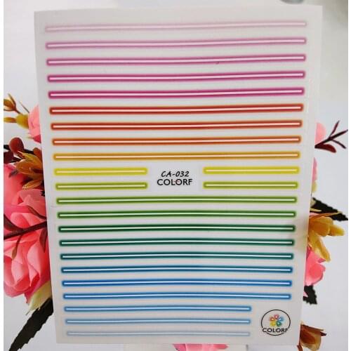 Neon Lines 3D Nail Sticker Colorful Stripe Nail Art Decoraciones Decals Foil Manicure Designer Accessories Nails Supplies