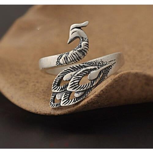 Charming Open Peacock Ring for Women Vintage Boho Party Rings Gothic Punk Jewelry Gifts for Girls 2021