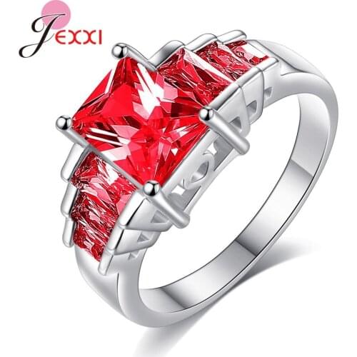 Latest Fashion 925 Sterling Silver Square Cubic Zirconia Rings For Women/Girls Good Quality Female Finmger Rings Big Sale