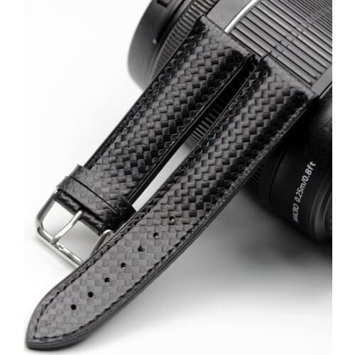 Cow Leather Wactch Strap Carbon Fiber Watchband 18mm 20mm 22mm Silicone Rubber Bottom Waterproof Stitched Wist Bracelets