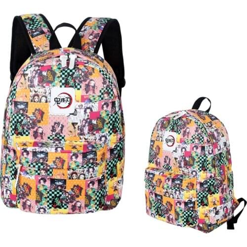 Demon Slayer Backpack Anime Attack on Titan Cartoons Fashion Schoolbag Character Pattern Printing Cosplay Shoulders Travel Bag