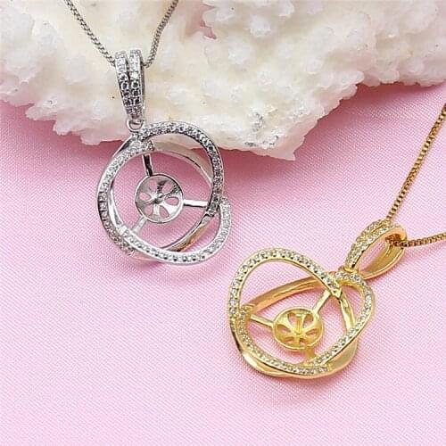 Silver and Gold Pendant Mounts, Pendant Findings Settings Jewelry Parts Fittings Accessories for Pearls, Corals, Jade Beads