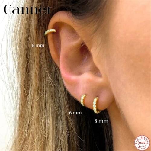 6mm/8mm Charming Gold/Rose gold/Silver Circle Zircon CZ Hoop Earrings for Women 925 Sterling Silver Small Round Earrings Jewelry