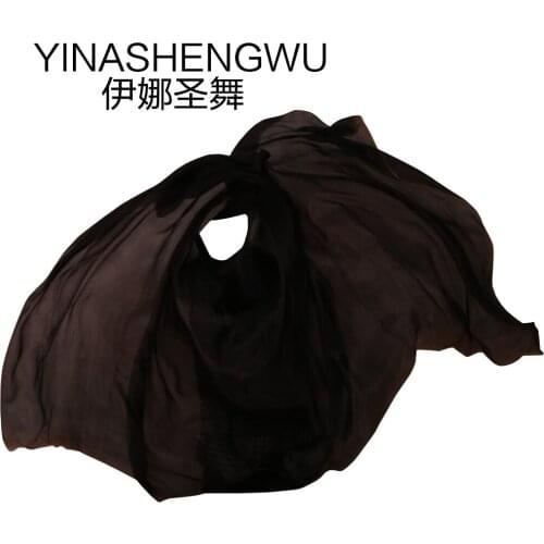 Silk Belly Dance Veils Shawl Scarf Pure black Color Belly Dance Practice Performance Silk Veils