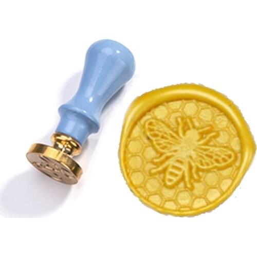Natural Bee Wax Stamp Exquisite Paint mini BLUE handle,DIY Ancient Seal Retro Stamp,Personalized Stamp Wax Seal High Quality