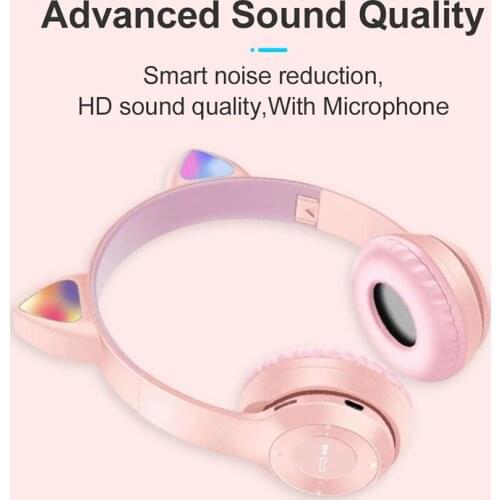 Foldable Wireless Bluetooth 5.0 Headphone Cat Ear Game Sports Headset Support TF Card 3.5mm Plug With Mic For Phone Computer