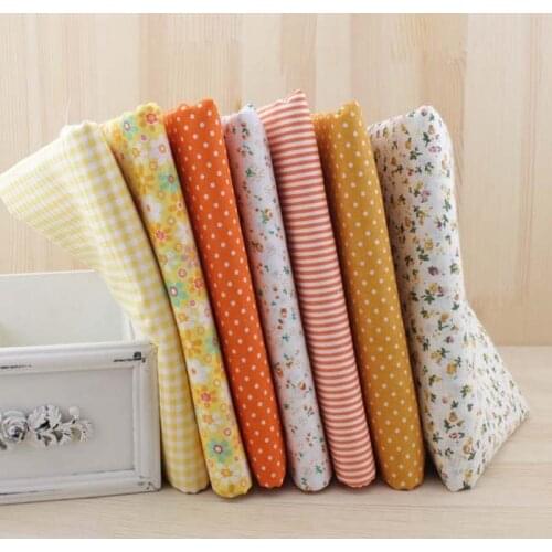 Booksew Ankara Fabric 100% Cotton Fabric Floral Telas Por Metro Sewing Patchwork Tilda Yellow 7pcs/lot 50x50cm DIY for Dolls
