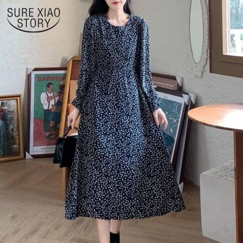 Vintage Black Print Floral Summer Dress Women 2021 Long Sleeve Plus Size Long Dress Party Prom Casual Female Dresses Robe 13493