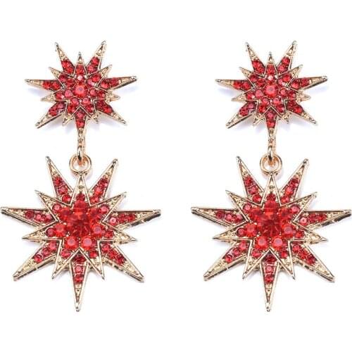 Statement Za Snowflake Earring Jewelry Women Inlay Rhinestone Stars Drop Earrings Female Trend Starburst Vintage Earrings Femme