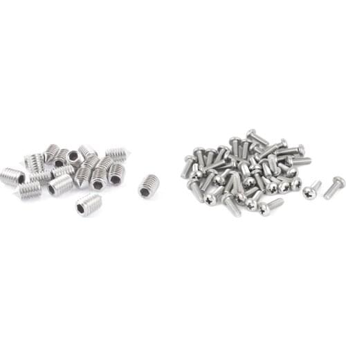 60Pcs M2 x 4mm Phillips Round Head Screws Bolt with 20Pcs M5 x 8mm Cone Point Hex Socket Set Grub Screw
