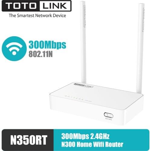 TOTOLINK N350RT Wifi Router 2.4GHz 300Mbps IPTV Function 5*FE Ports, 2*5 dBi fixed antenas CPU 580MHz 4M/32M