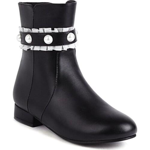 QPLYXCO Zapatos De Mujer 2021 Sweet Fashion Girls Lolita Ankle Boots Women Cute Bow Princess Shoes Party High Quality 7473X-5