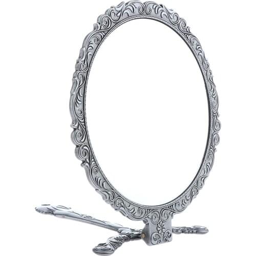 1 Pcs Decorative Handheld Compact Mirror- Metal Folding Handle- Lightweight & Portable- Premium Quality- For Face Makeup