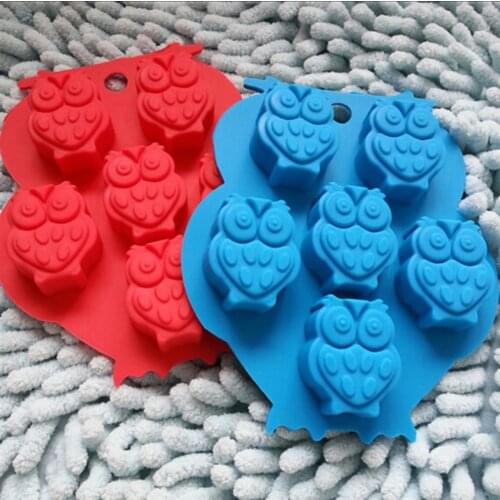 1PCS New Bakeware Cake Tools 6 Cups Cake Cookie Icecream Sweet 3D Animal Owl Shape Chocolate Silicone Mold
