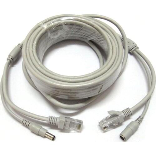 10M 30ft CCTV Network Cable RJ45 IP Cable, 12V DC Power 2.1x5.5mm CAT5/5e Extension CCTV Ethernet Cable For IP Camera NVR