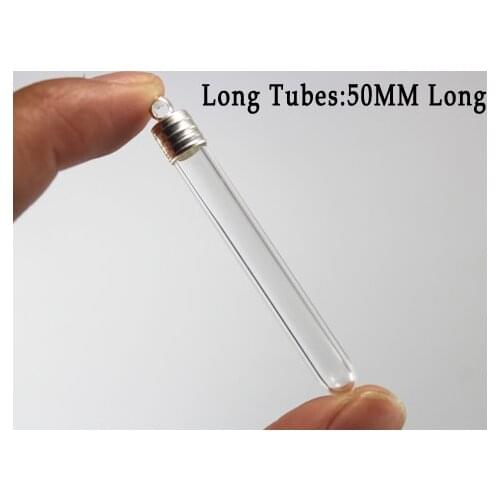 10PCS 5CM Long Glass Tubes Pendants With Metal Cap Mini vials pendants Name On Rice Vial Jewelry glass vial pendant
