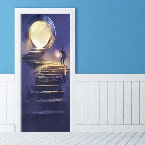 2pcs/set Lamp Steps Self Adhesive Wallpaper Art PVC Wall Sticker Brick Waterproof Wall Paper Door Sticker Home Decor