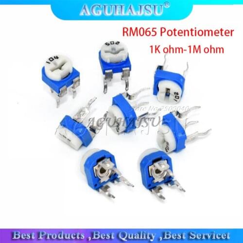 20pcs RM065 RM-065 100 200 500 1K 2K 5K 10K 20K 50K 100K 200K 500K 1M ohm Trimpot Trimmer Potentiometer variable resistor